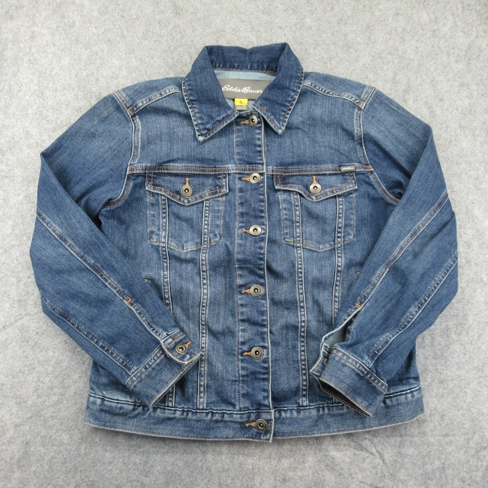 Eddie Bauer Womens Denim Jean Trucker Jacket Size Small - Picture 1 of 10